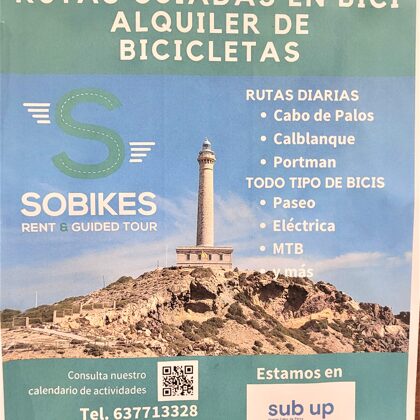 3 km away in Cabo de Palos, bike rental and guided bike tours